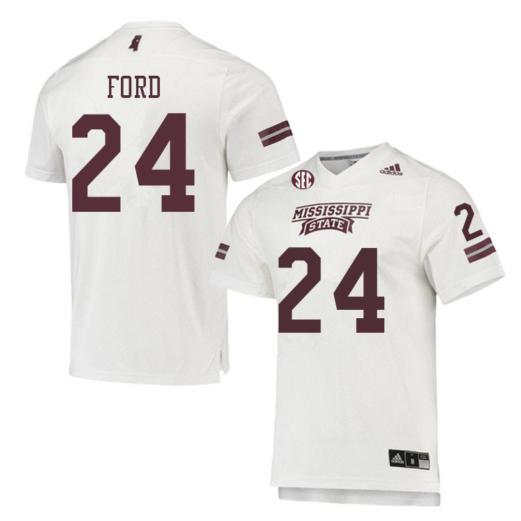 Men #24 Scoobie Ford Mississippi State Bulldogs College Football Jerseys Sale-White - Click Image to Close